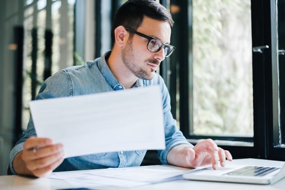 Business casual worker on computer